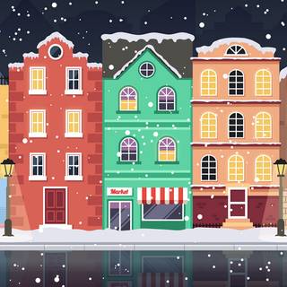 Winter home arhitecture wallpaper