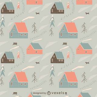Winter home arhitecture wallpaper