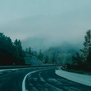 Winter wet road wallpaper