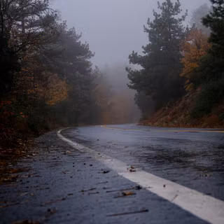 Winter wet road wallpaper