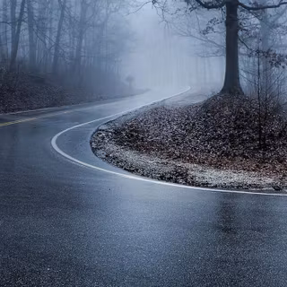 Winter wet road wallpaper