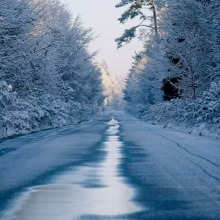 Winter wet road wallpaper