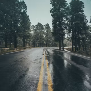 Winter wet road wallpaper