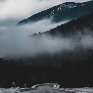 Winter wet road wallpaper