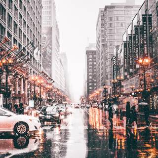 Winter wet road wallpaper