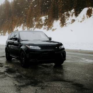 Winter wet road wallpaper