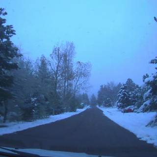 Winter wet road wallpaper