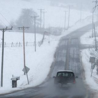 Winter wet road wallpaper