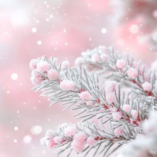 Winter pink snow wallpaper