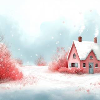 Winter pink snow wallpaper