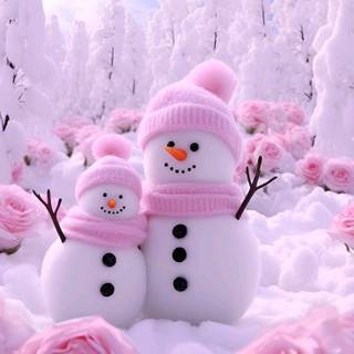 Winter pink snow wallpaper