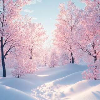 Winter pink snow wallpaper