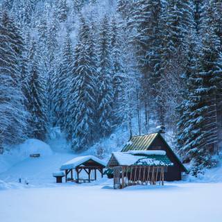 Cabin winter HD wallpaper