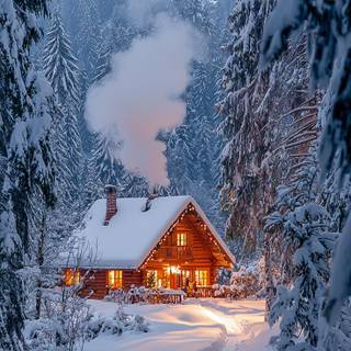 Cabin winter HD wallpaper