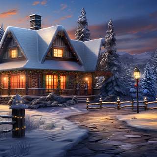 Cabin winter HD wallpaper