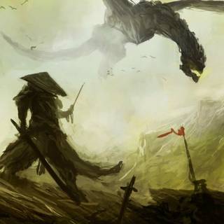 Samurai and dragon wallpaper