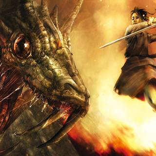 Samurai and dragon wallpaper