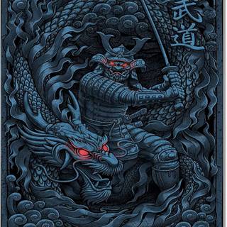 Samurai and dragon wallpaper