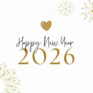 Happy New Year 2026 white wallpaper