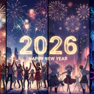 Happy New Year 2026 anime wallpaper