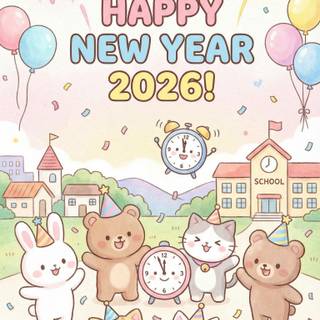 Happy New Year 2026 anime wallpaper
