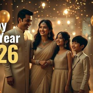 2026 Happy New Year AI wallpaper