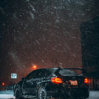 Cars winter night wallpaper