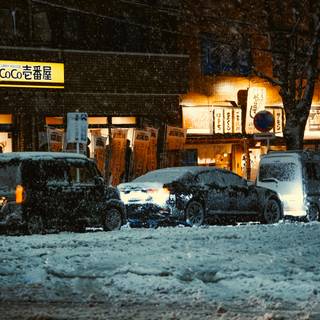 Cars winter night wallpaper