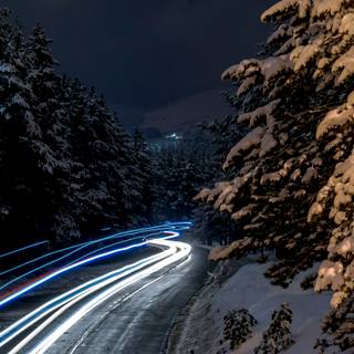Cars winter night wallpaper