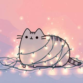 Pusheen fall desktop wallpaper