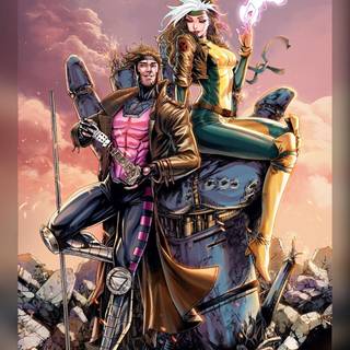 Gambit and Rogue wallpaper