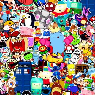 Cartoon stickers wallpaper
