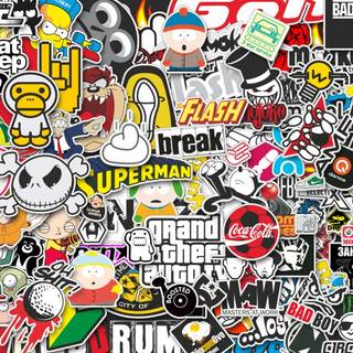 Cartoon stickers wallpaper