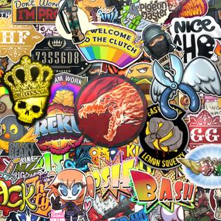 Cartoon stickers wallpaper