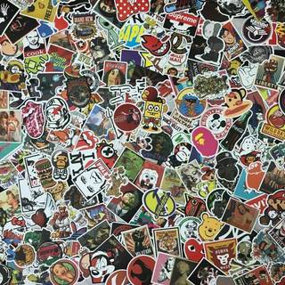 Cartoon stickers wallpaper