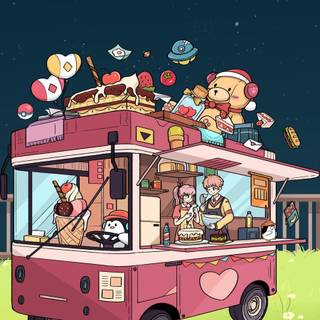 Cartoon stickers wallpaper