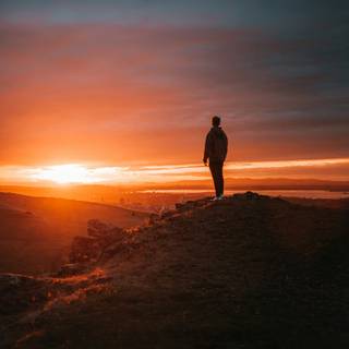 Alone boy sunset wallpaper