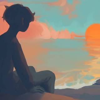 Alone boy sunset wallpaper