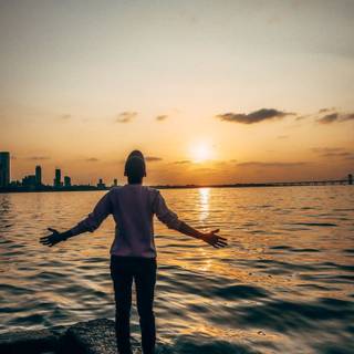 Alone boy sunset wallpaper