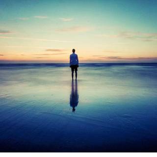 Alone boy sunset wallpaper