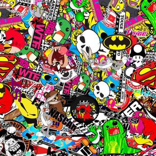 Cartoon stickers wallpaper