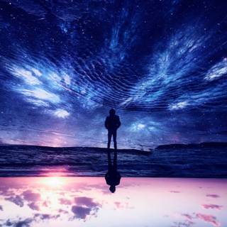 Alone boy sunset wallpaper