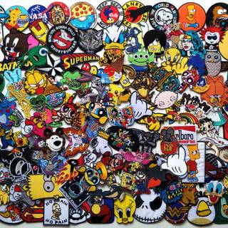 Cartoon stickers wallpaper