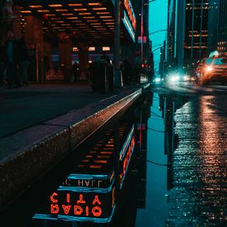 Rainy night city wallpaper