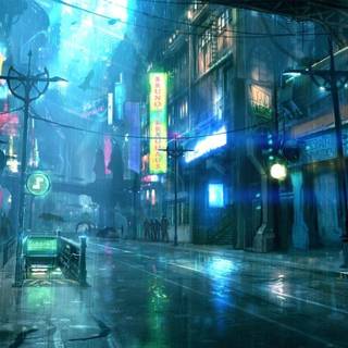 Rainy night city wallpaper