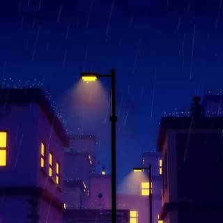 Rainy night city wallpaper