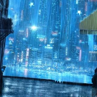 Rainy night city wallpaper