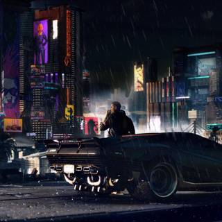 Rainy night city wallpaper