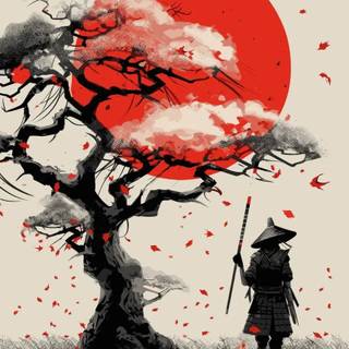 Cherry Blossom samurai wallpaper