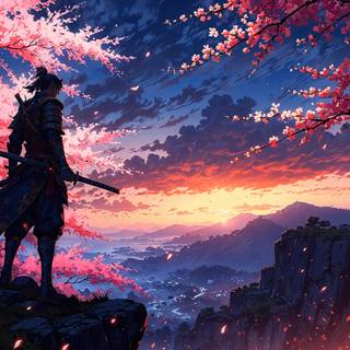 Cherry Blossom samurai wallpaper